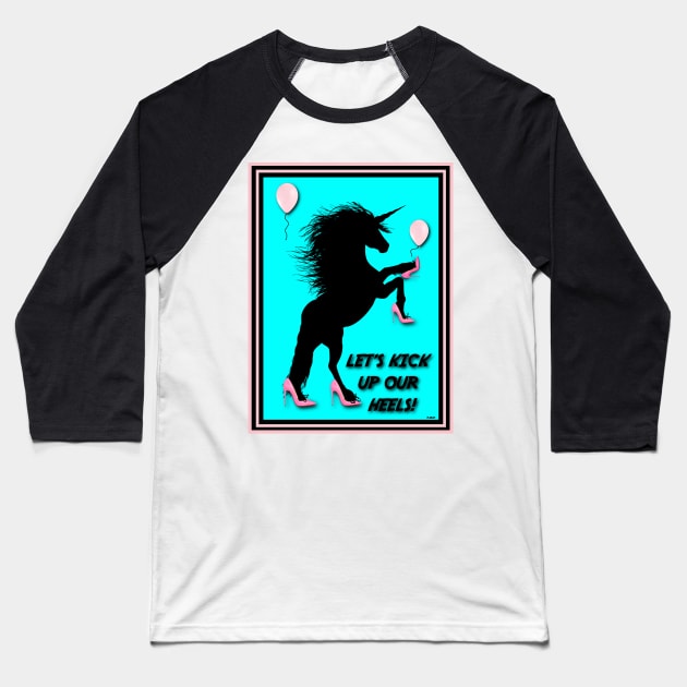 KICK IT UP UNICORNS Baseball T-Shirt by PETER J. KETCHUM ART SHOP